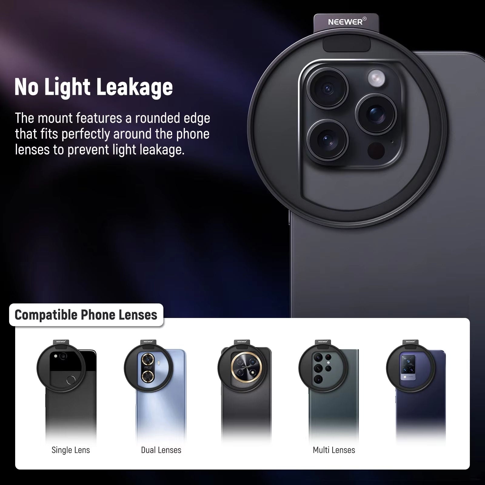 NEEWER LA006 67mm Phone Filter Mount – Upgraded Clip with Cold Shoe Mount