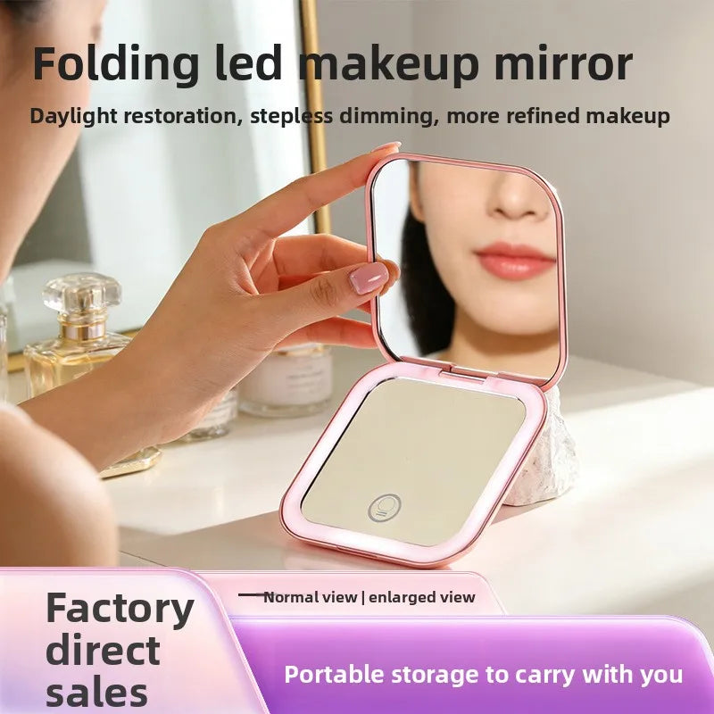 Square Portable Gift Handheld Folding Magnifying LED Light Charging