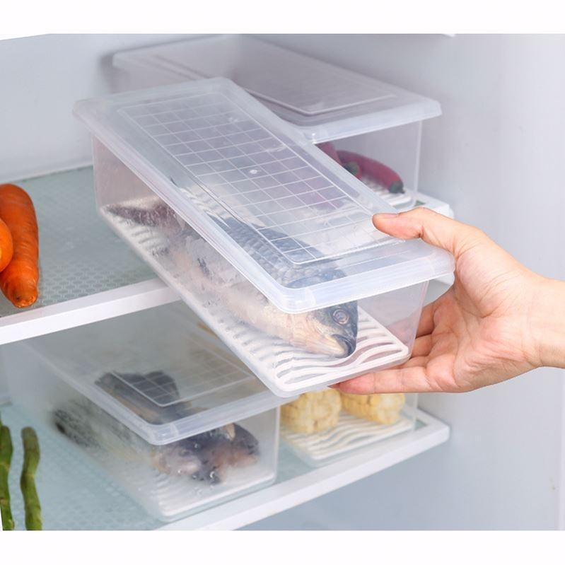 Transparent Kitchen Storage Box – Rectangular Sealed Plastic Container for Refrigerator & Drain Storage