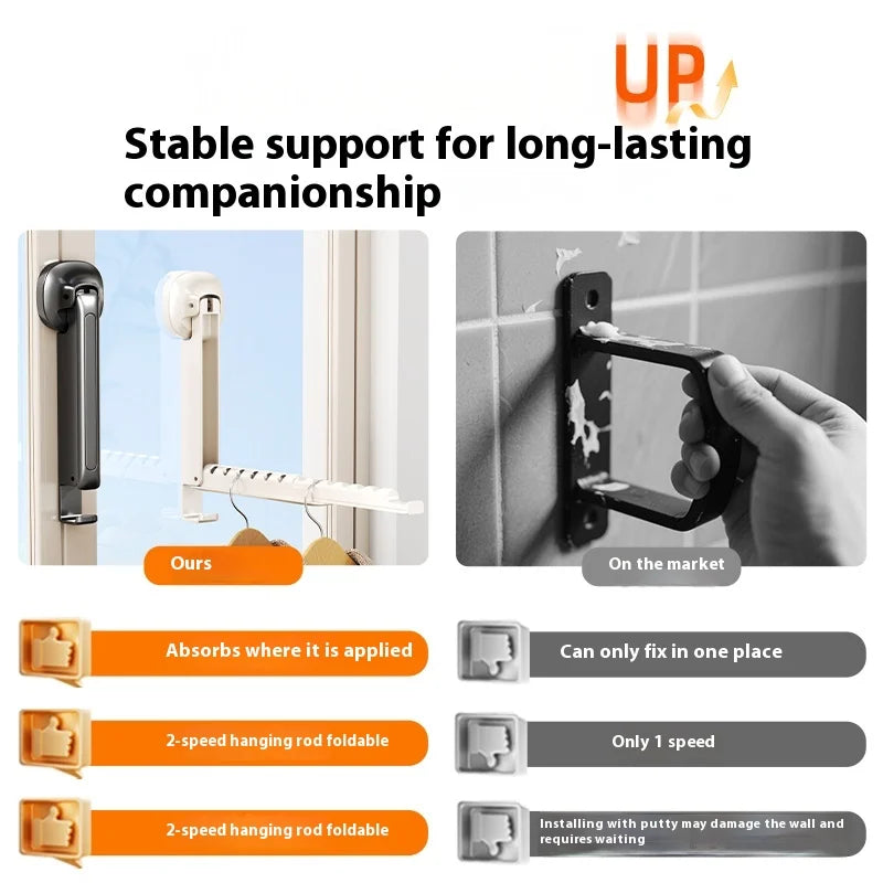 Small Indoor Telescopic Folding Clothes Storage Rack Suction Cup