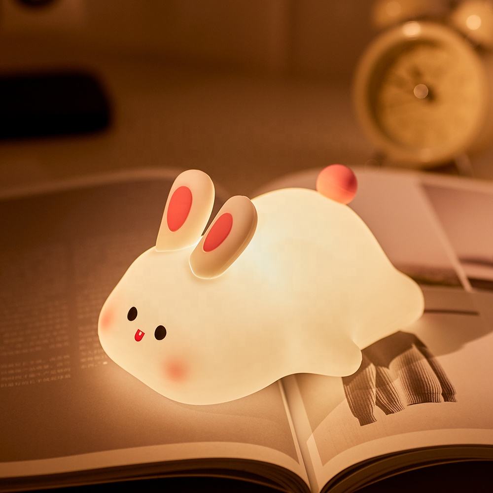 EGOGO Cute Rabbit Silicone Night Light USB Rechargeable Soft Lamp for Kids Bedroom