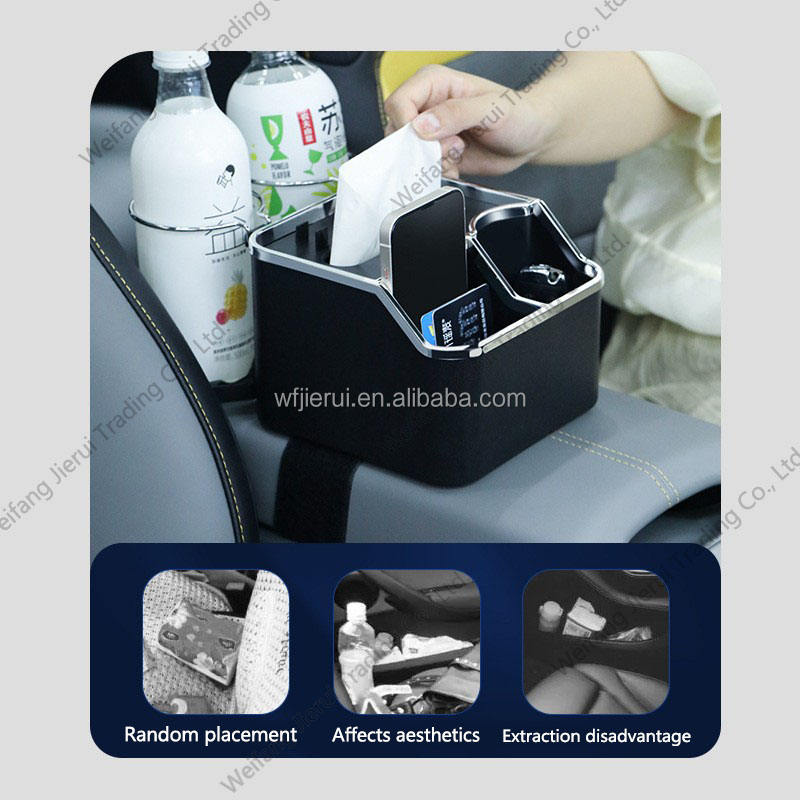 Multifunctional Universal Car Storage Box with Armrest, Tissue Box, and Cup Holder for Center Console Organization