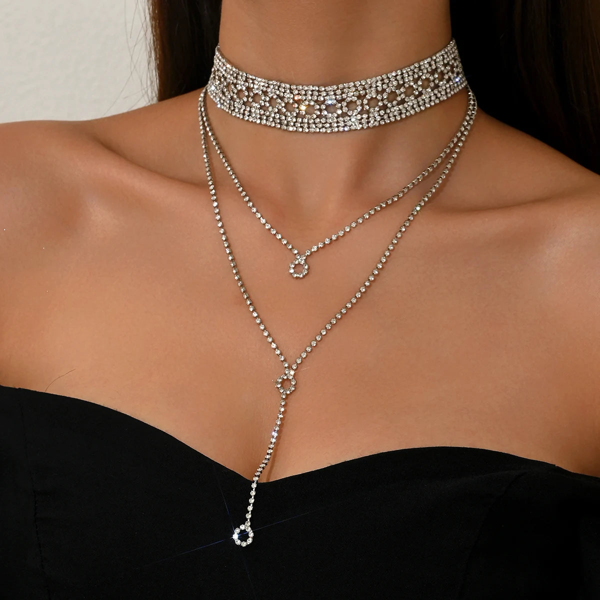 Women's Multi-Layered Sparkling Chain Necklace