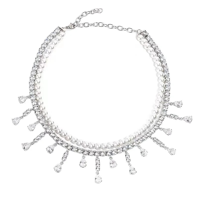 Elegant Diamond Cross Pendant Zircon Jewelry Set