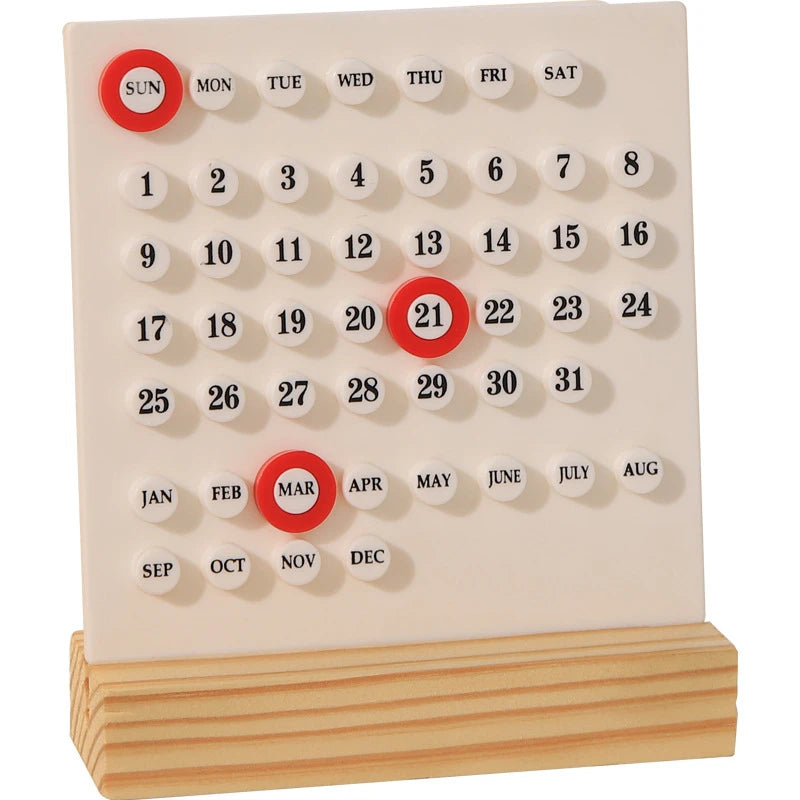 Premium Printing Custom Logo Square Wooden Plastic Desk Calendar