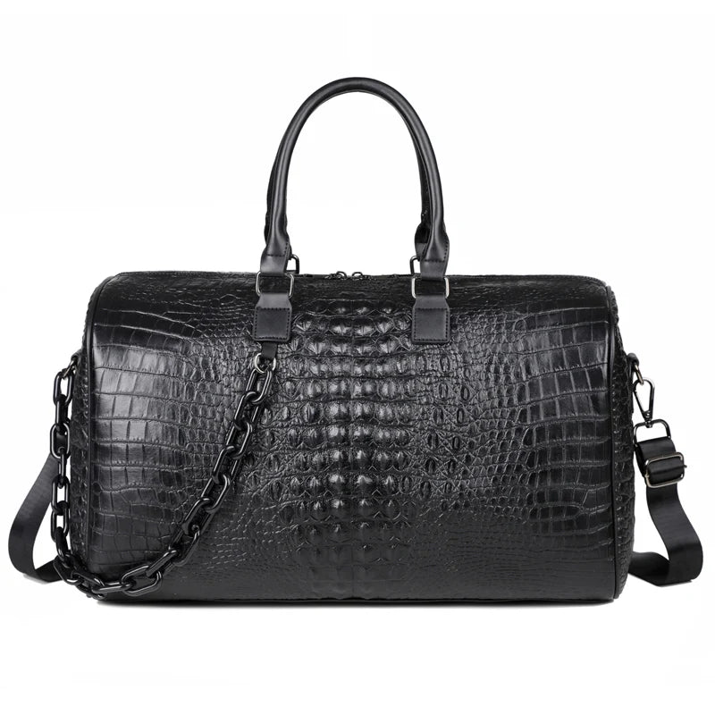 Fashion Waterproof PU Leather Unisex Duffel Bag with Zipper