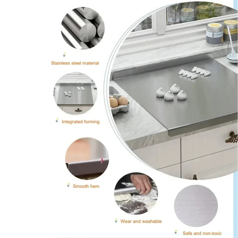 40x30 cm Double-Sided Rectangle Stainless Steel Chopping Block