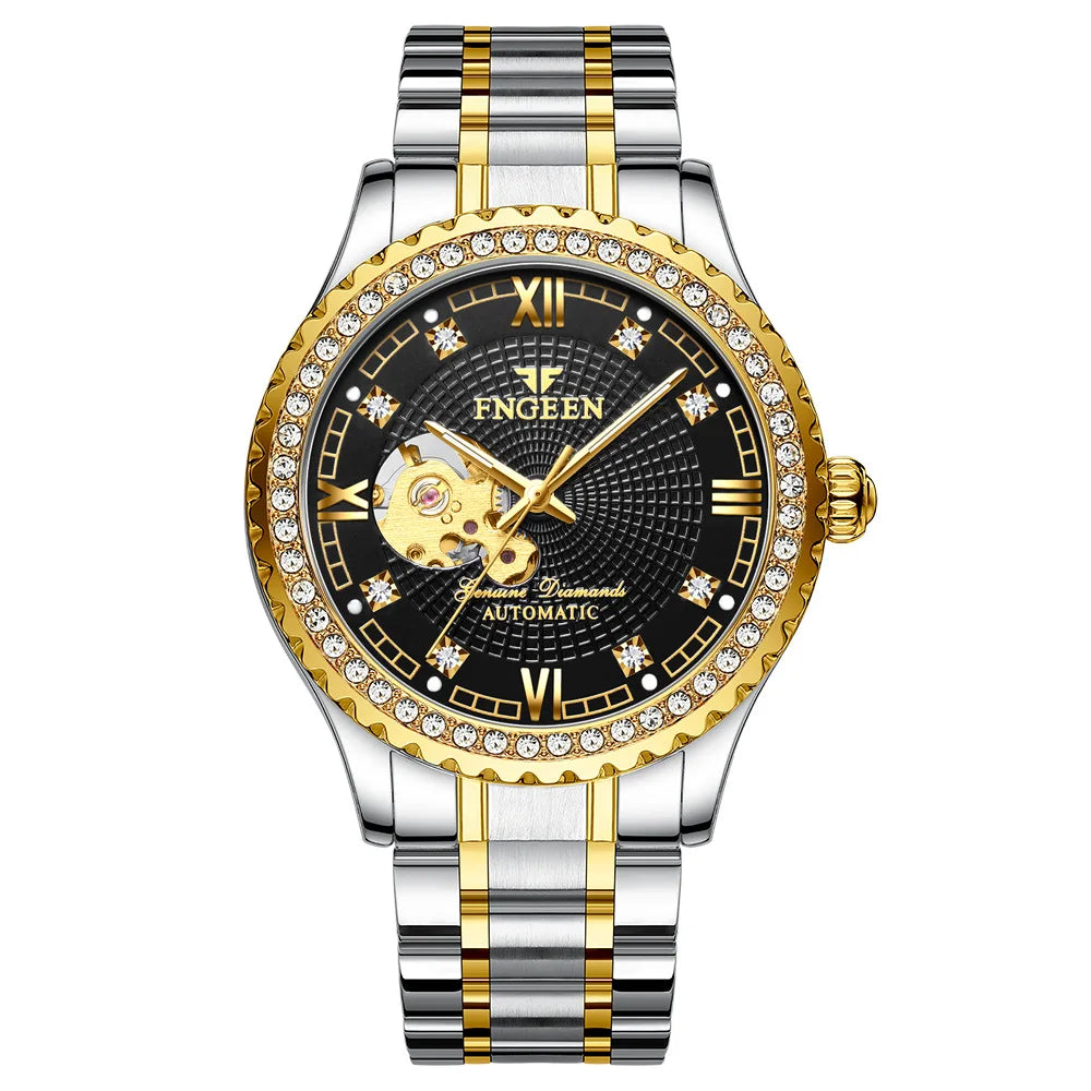 Golden Luminous Skeleton Men's Automatic Watch