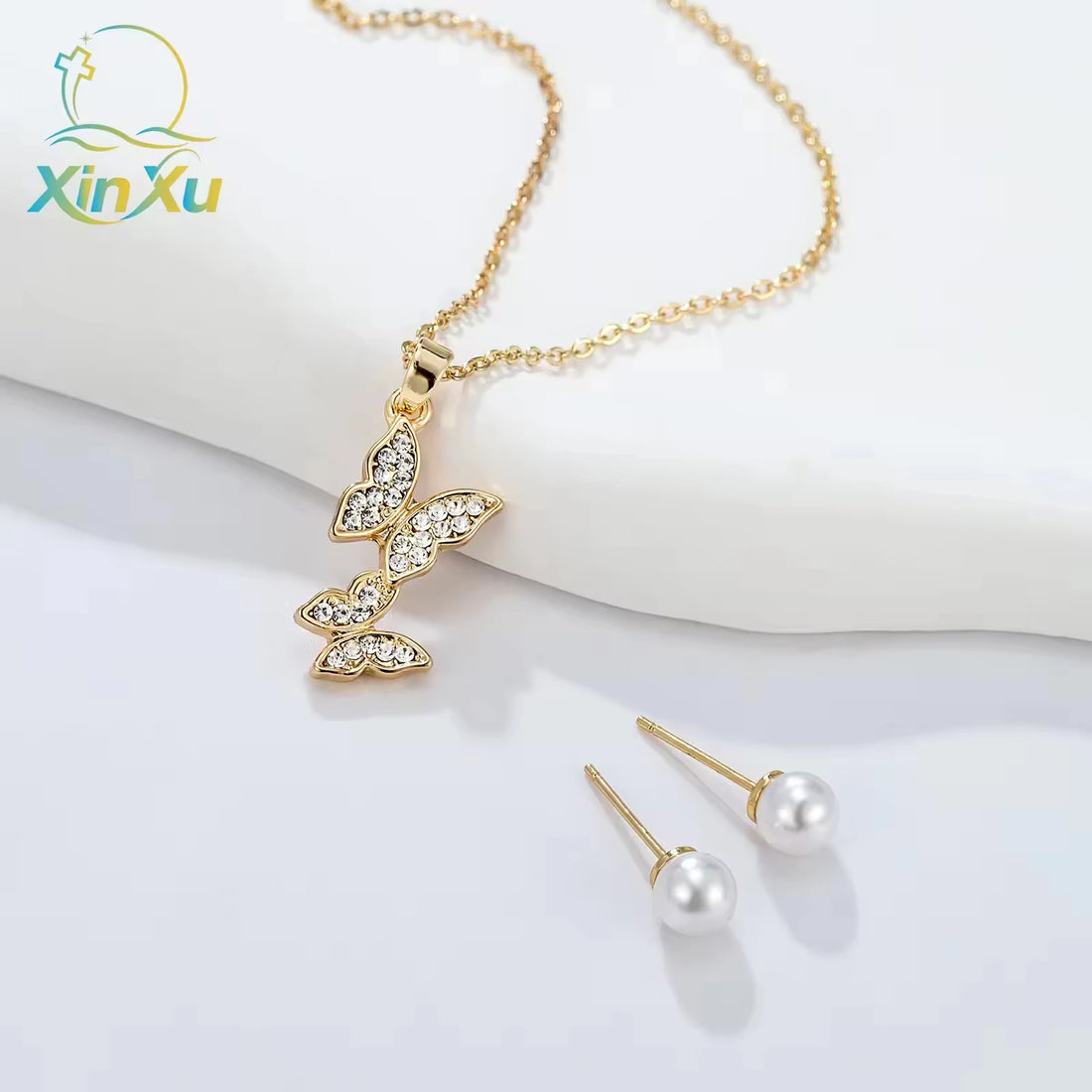 Elegant 14k Gold Butterfly Jewelry Set