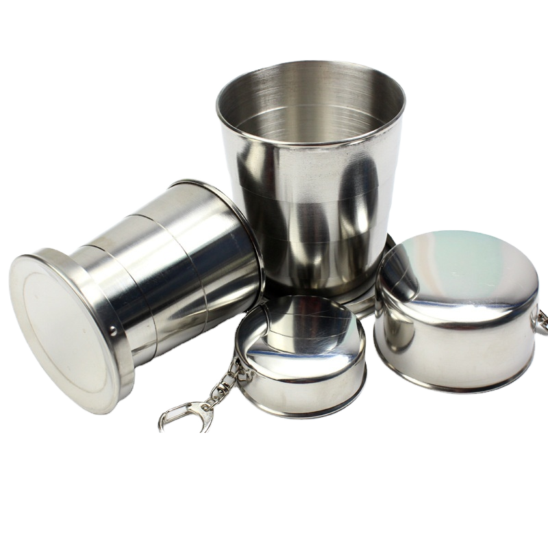 Stainless Steel Telescopic Folding Cup Compact Collapsible Teacup for Travel, Hiking & Camping