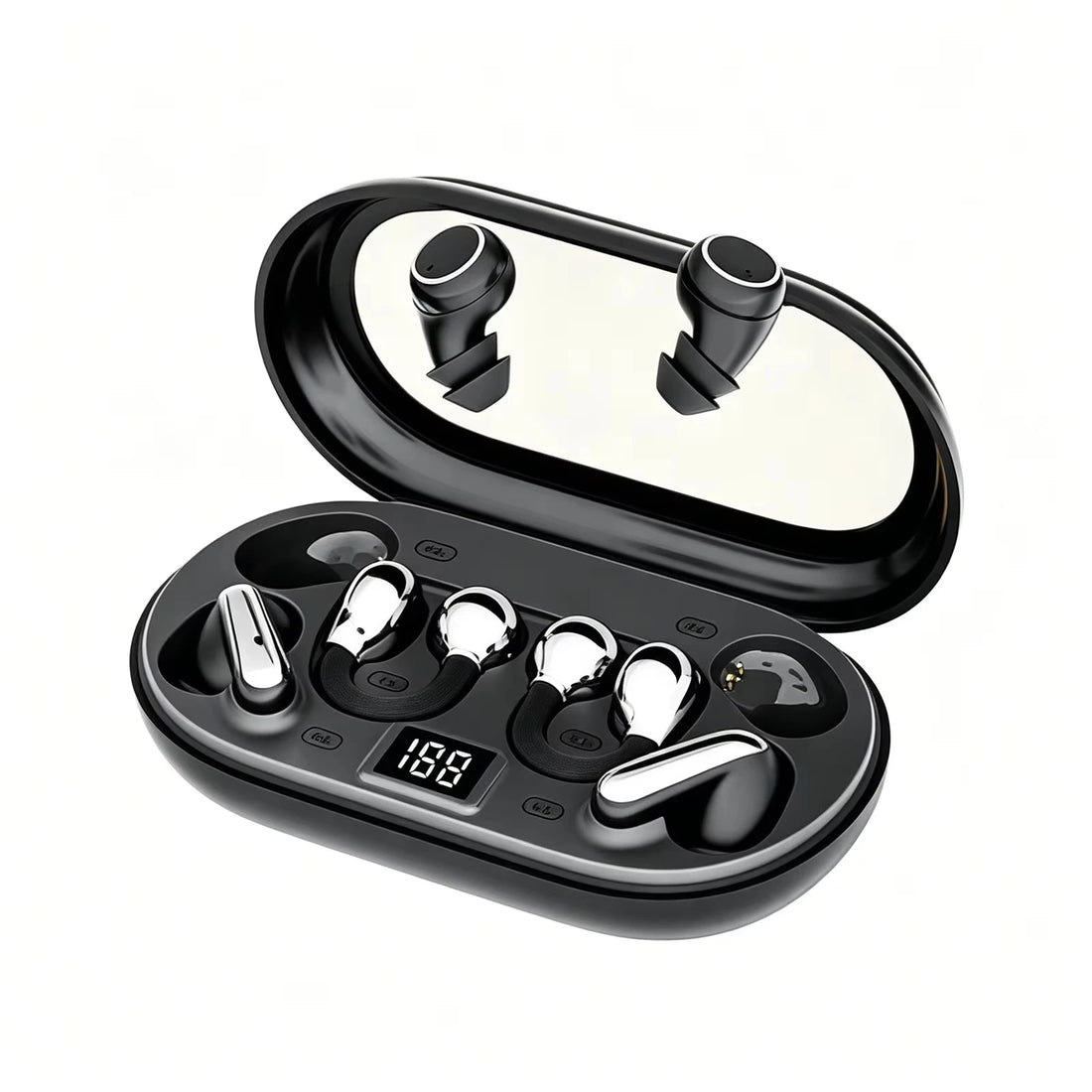 P47 3-in-1 Wireless Bluetooths Earbuds In-Ear & Ear-Clip Design LED