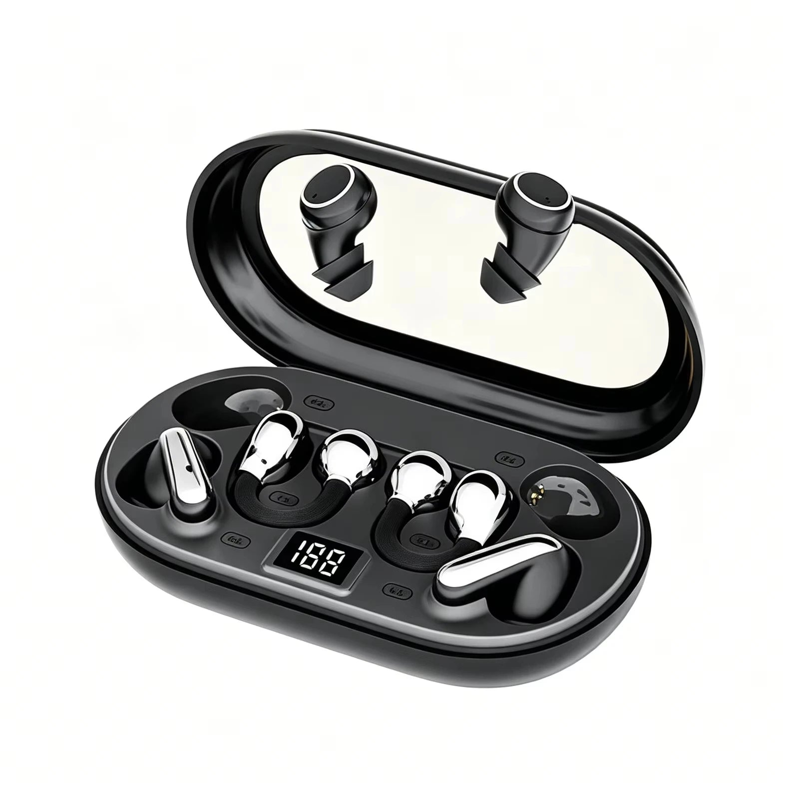 P47 3-in-1 Wireless Bluetooths Earbuds In-Ear & Ear-Clip Design LED