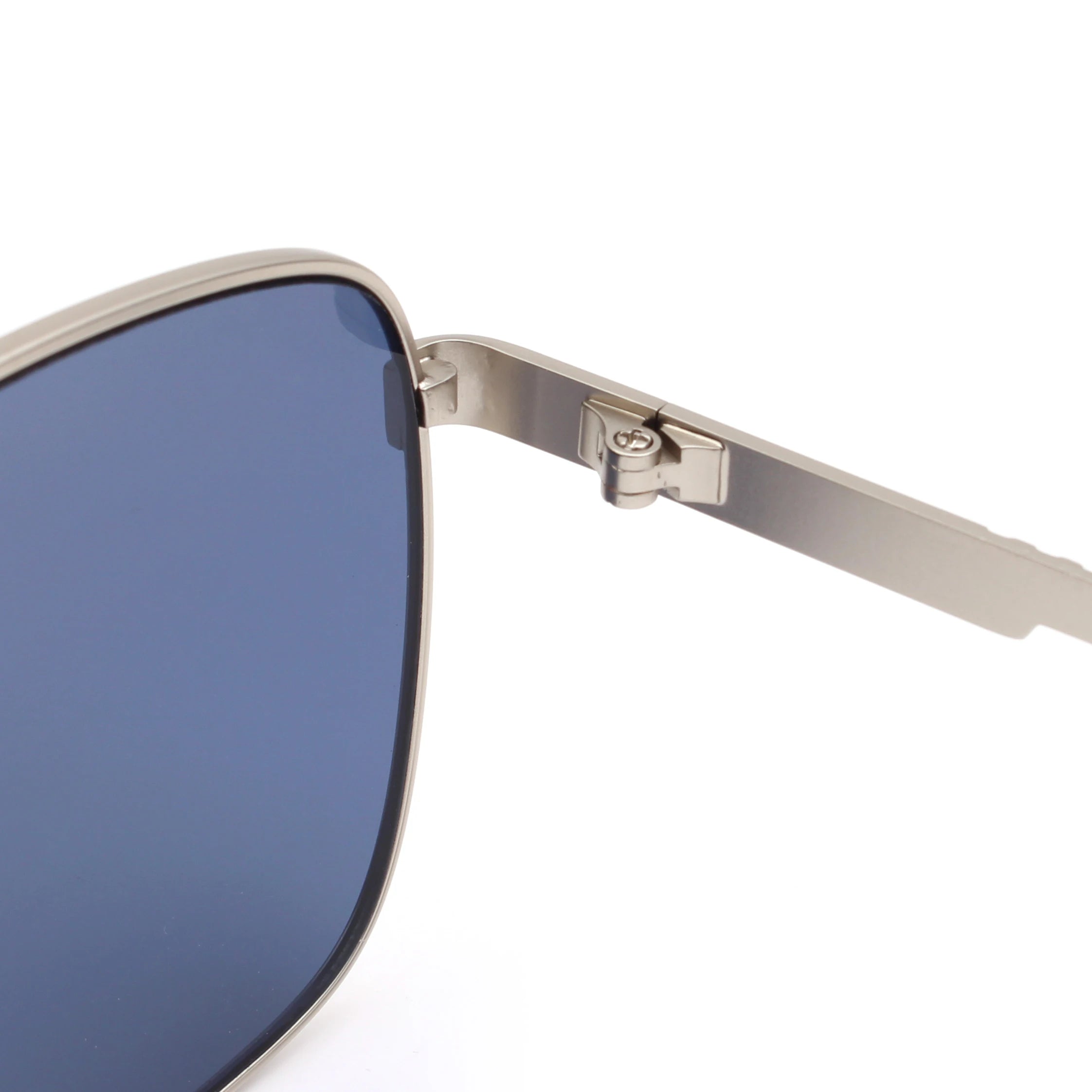 Fashion Sunglasses with Silver Grey Metal Frame Square Blue Lens UV