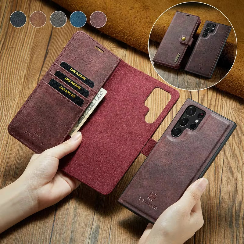 European & American Flip Wallet Case for Samsung – Split Card Holder Leather Cover
