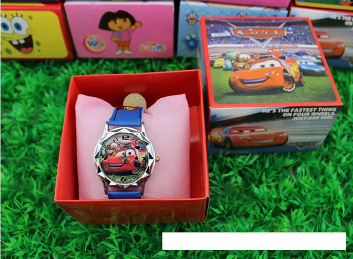 Kids Cartoon Quartz Watch with Leather Band