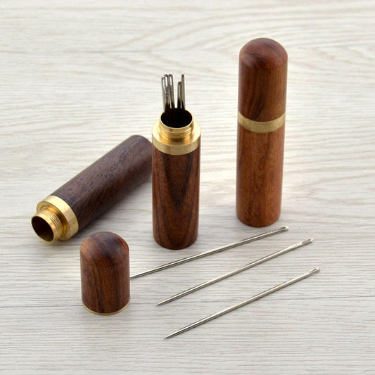 Durable Wood & Leather Knitting Needle Case