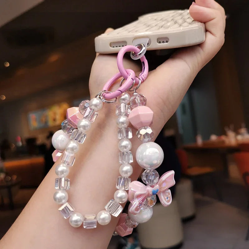 Handmade Beaded Mobile Lanyard with Bow Knot