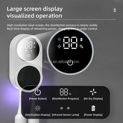 UV Light Toothbrush Sterilizer & Holder, Portable Rechargeable with Automatic Drying Fan