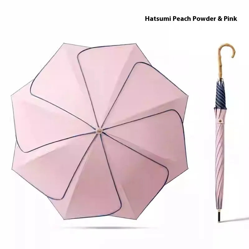 Japanese Style Automatic Wind-resistant Petal Lotus Black Glue Sunscreen Umbrella