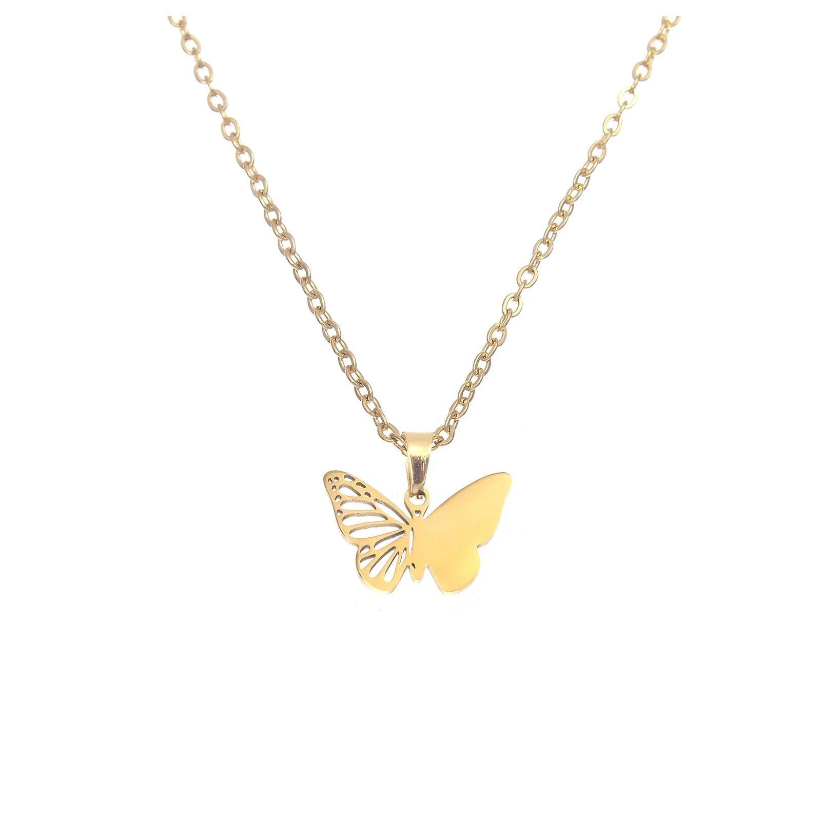 Hollow Butterfly Necklace - Gold & Silver