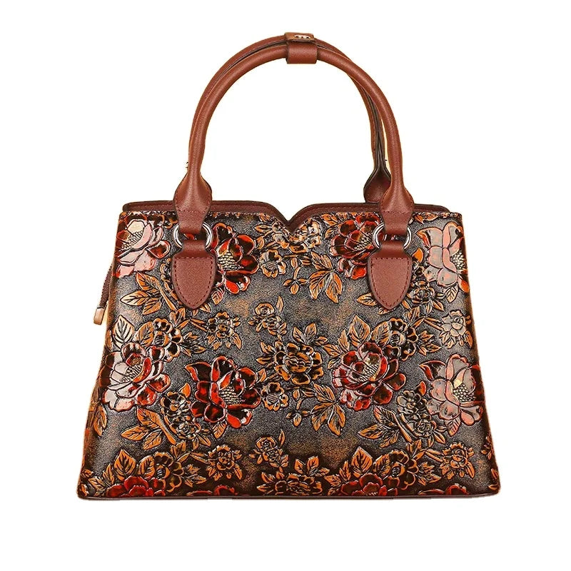 Vintage Flower Tote Bag with Zipper