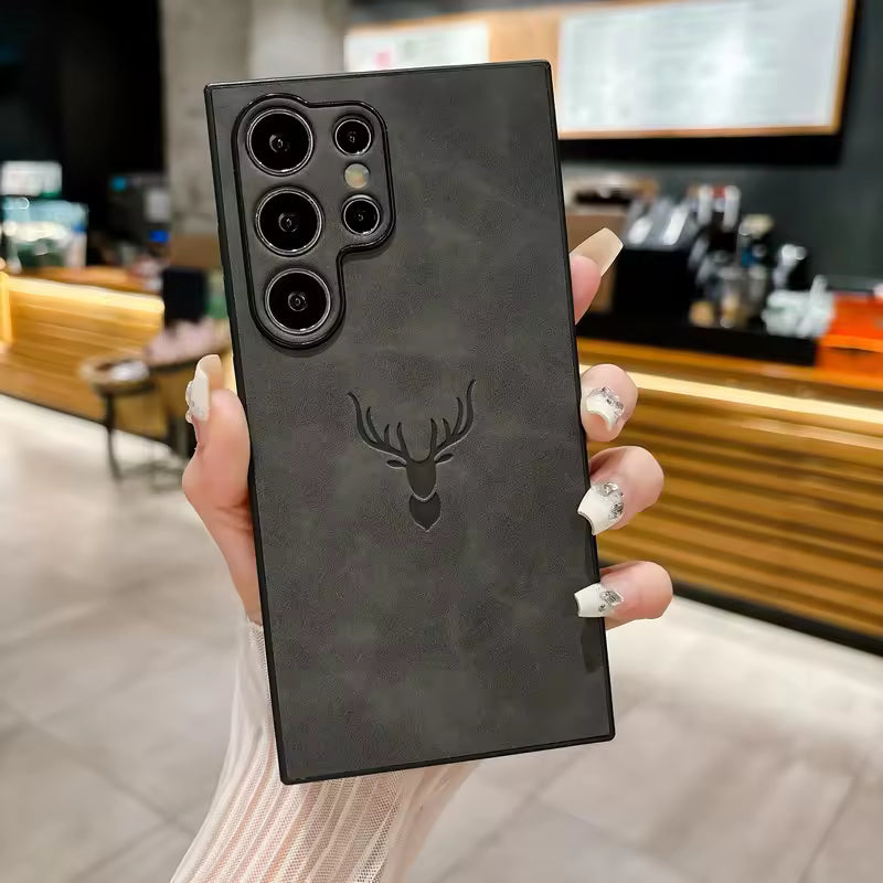 Royal Deer Embossed PU Leather Case – Luxury Protective Cover for Samsung