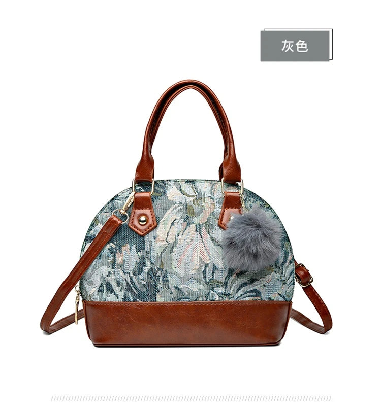 Women's Vintage Woven Pattern Plaid Shoulder Handbag Soft Synthetic