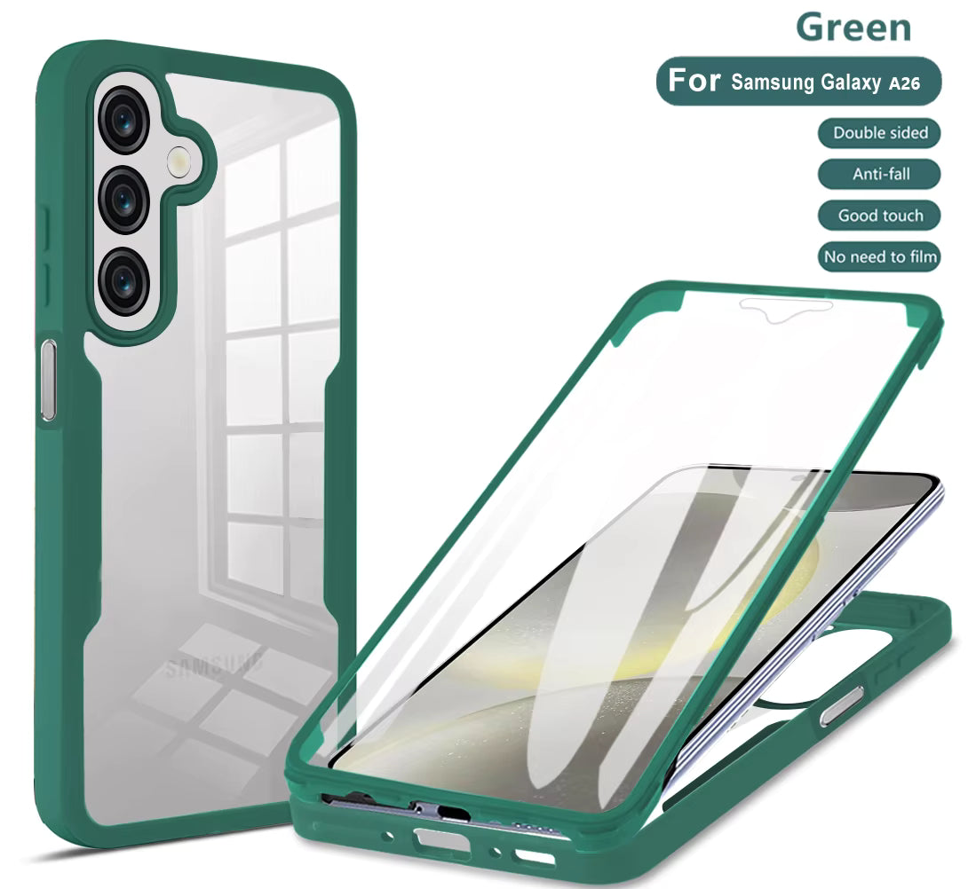 360° Full Protection Front & Back Phone Case for Samsung – Shockproof Transparent Cover