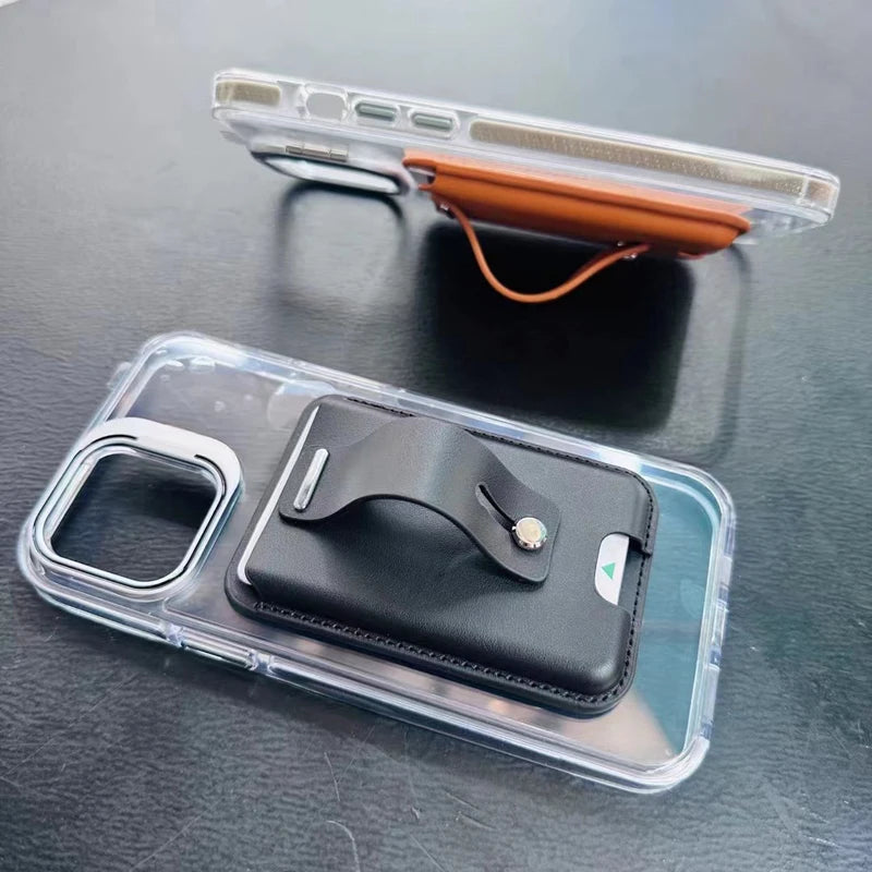 Ready to Ship Leather Magnet Smart Phone ID Card Holder Wallet