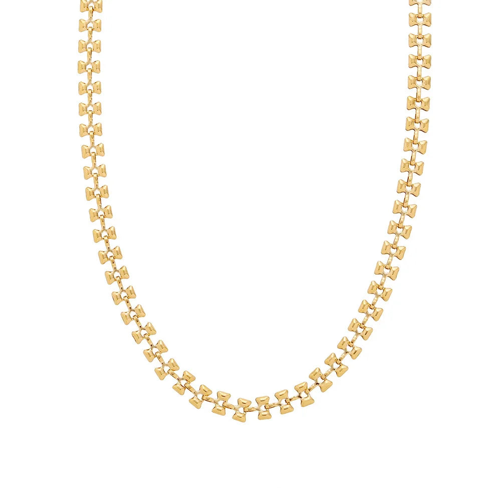 18K Gold Plated Geometric Wheat Chain Necklace