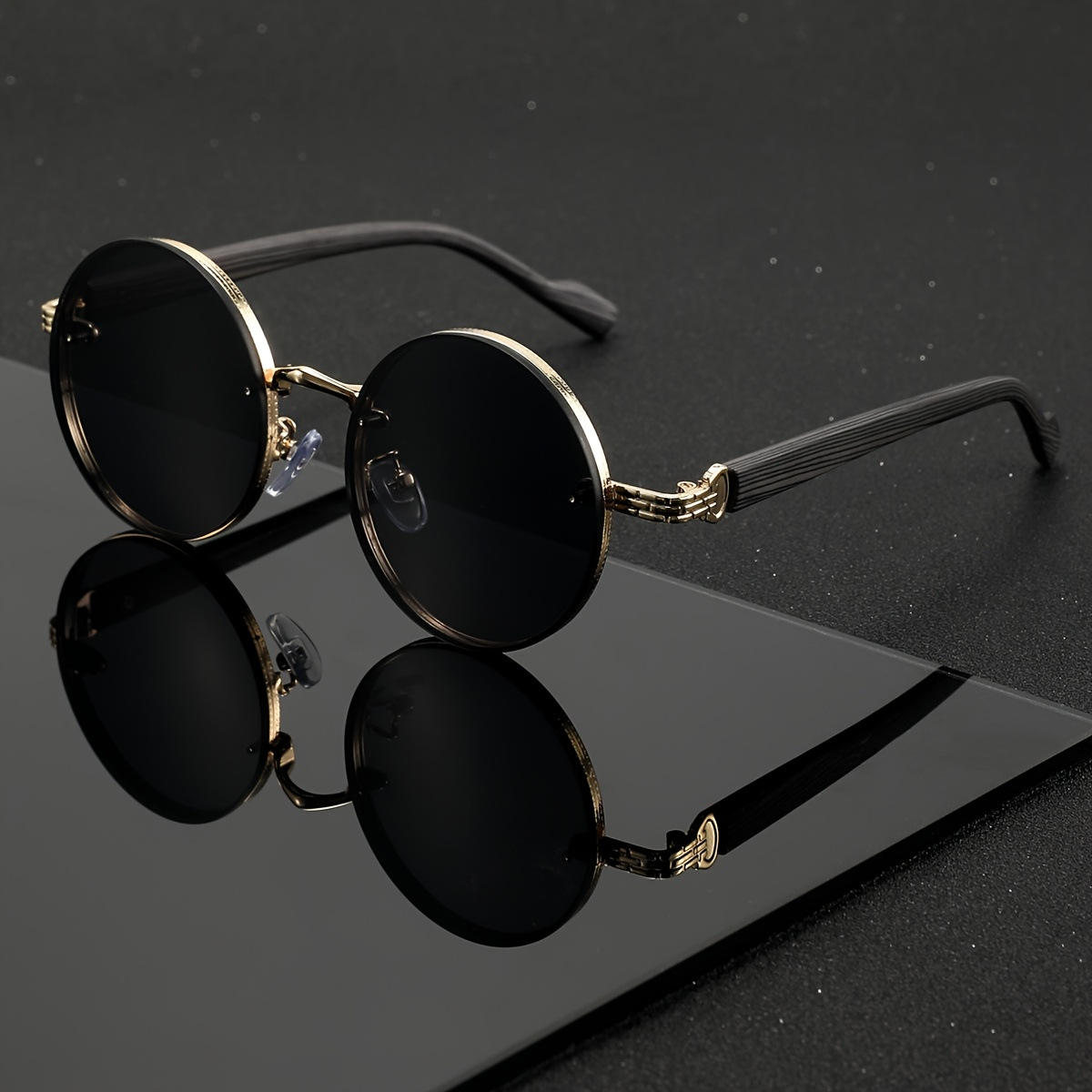 Children’s Retro Round Sunglasses – UV400 Punk Style with Wood Grain Frame, European & American Design