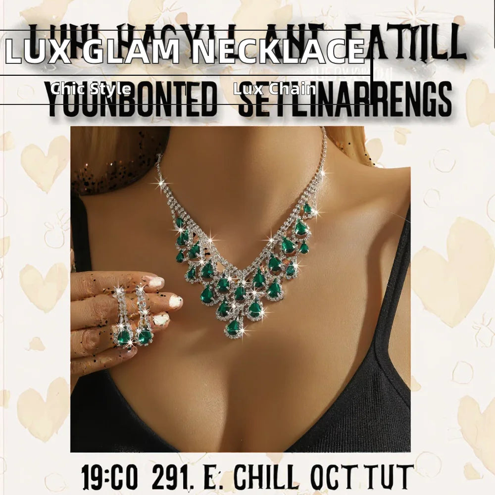 Gold Plated Teardrop Pendant Necklace Set