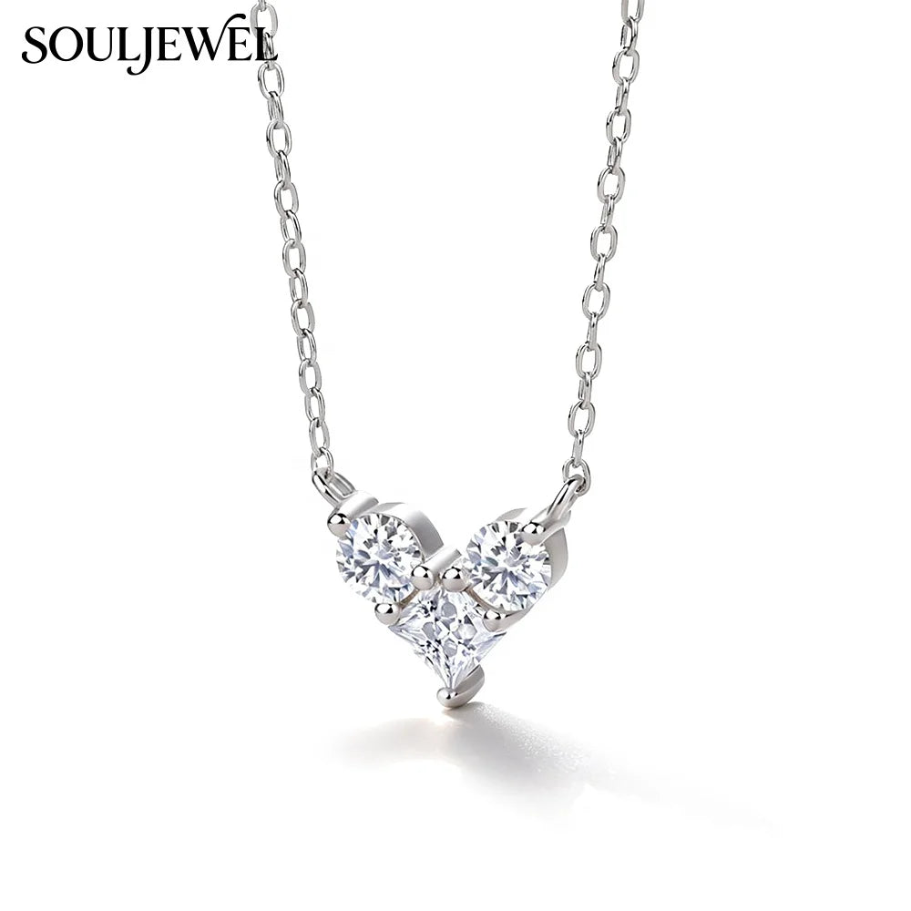 Silver Heart Moissanite Pendant Necklace