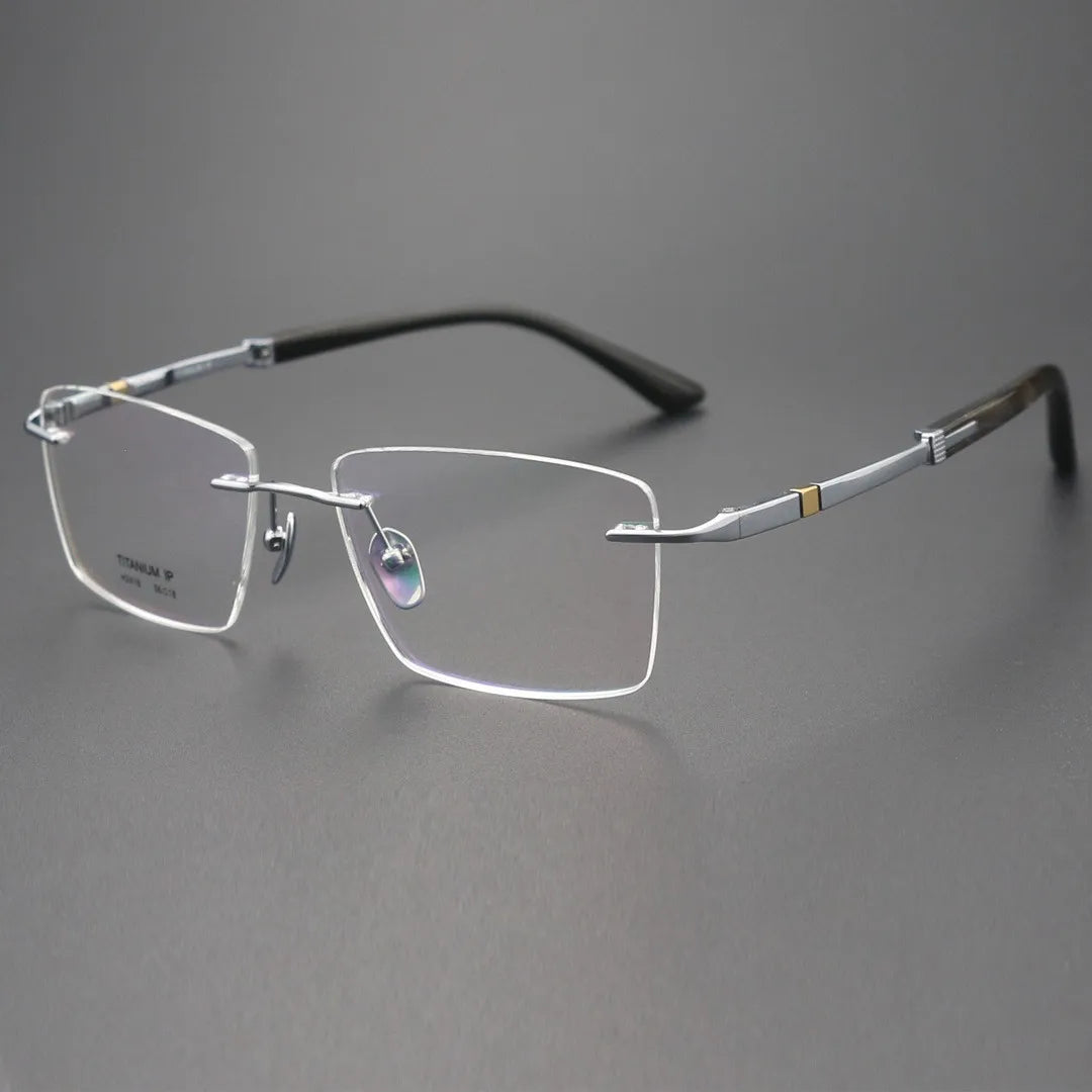 Luxury Gray Rimless Glasses with Titanium