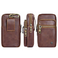 PULOKA Men's PU Leather Belt Phone Pouch with Zipper