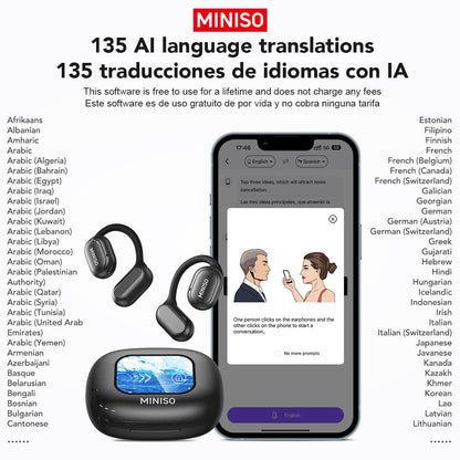 Miniso X30 Touch Screen Bluetooth Headset with Translation Feature, Digital Display & Noise Reduction