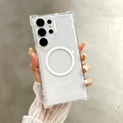 Original Clear Magnetic TPU Case for Samsung – Shockproof Transparent Wireless Charging Cover