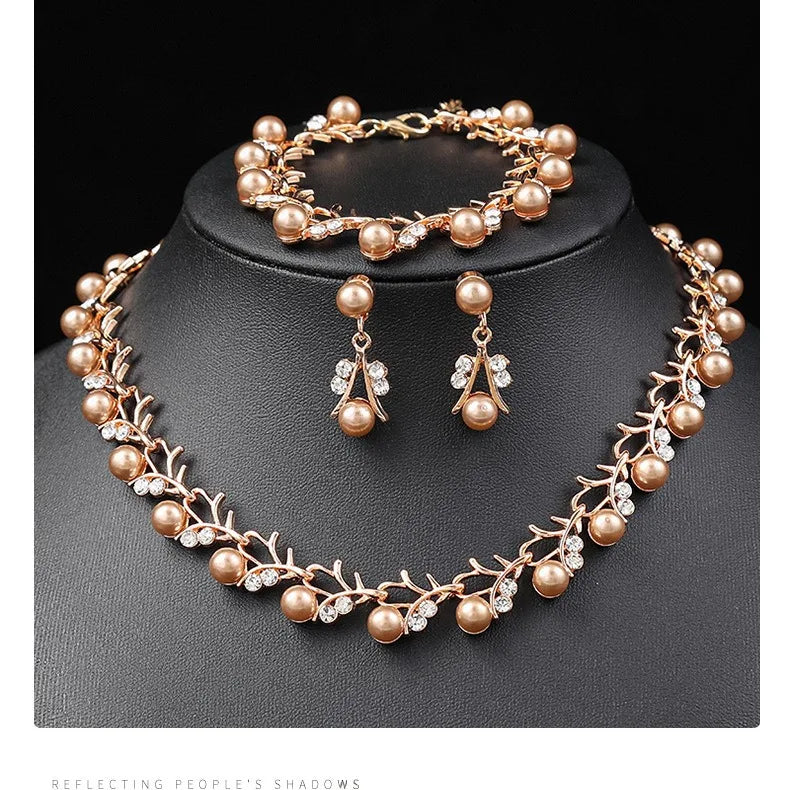 Elegant Korean Bridal Pearl Jewelry Set