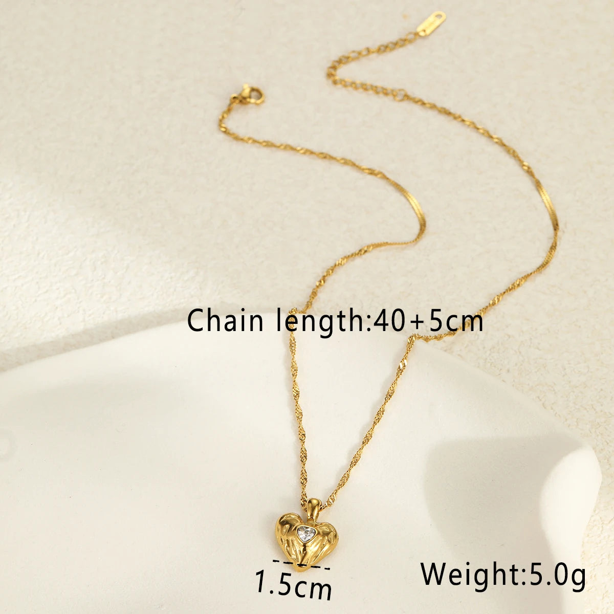 KITI Romantic 18K Gold Heart Necklace with Zirconia