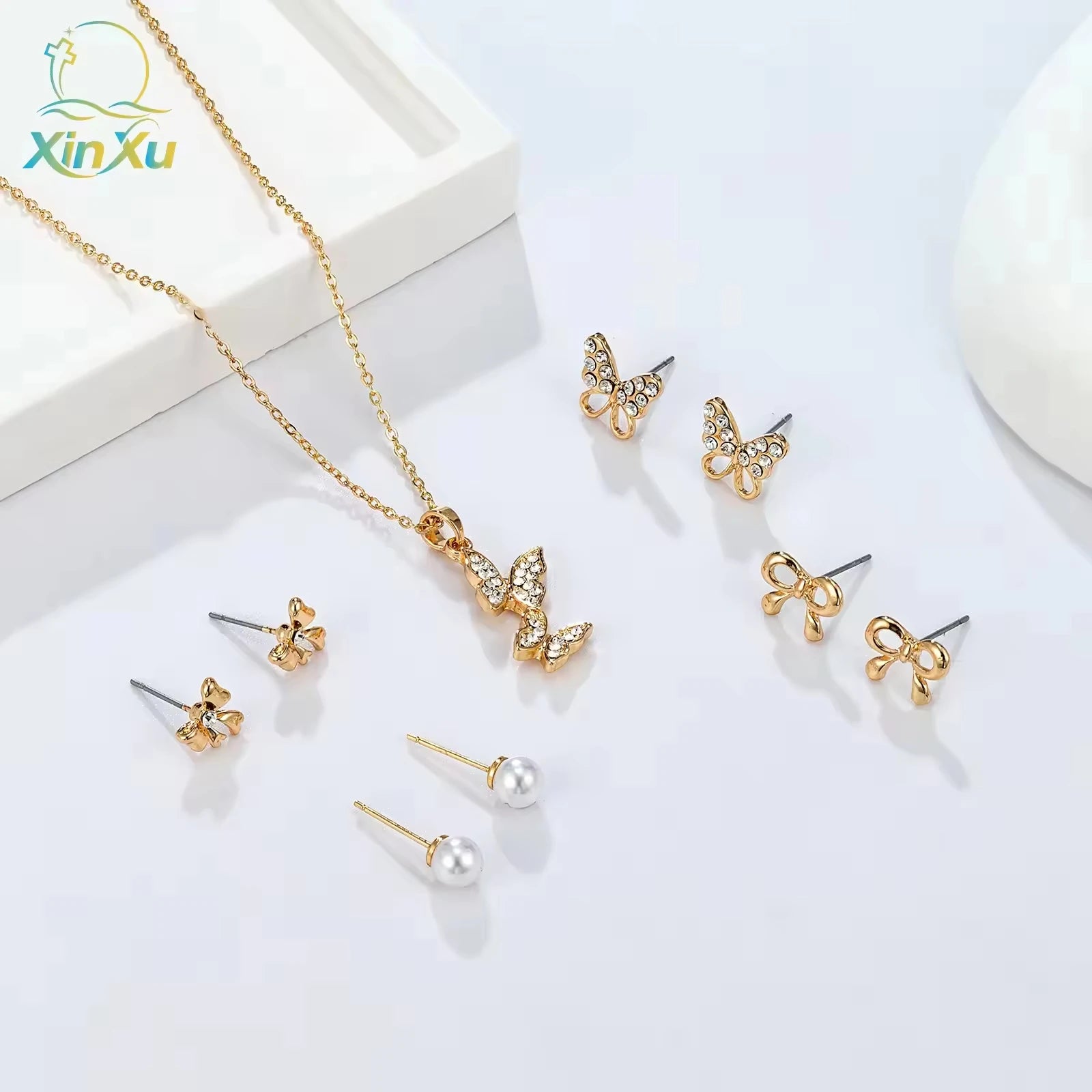 Elegant 14k Gold Butterfly Jewelry Set