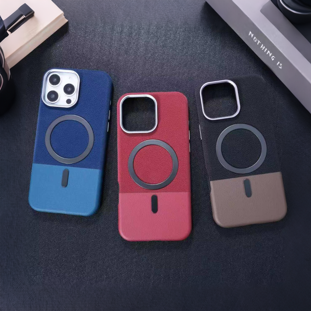 Magnetic Wireless iPhone Case –  Leather + TPU/PC Half-Full Cover, Compatible with iPhone 12–16 Pro Max
