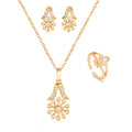 24K Gold Plated Zircon Flower Jewelry Set