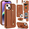 Manufacturer Leather Phone Bags Card Holder Wrist Strap Phone Cases for iPhone