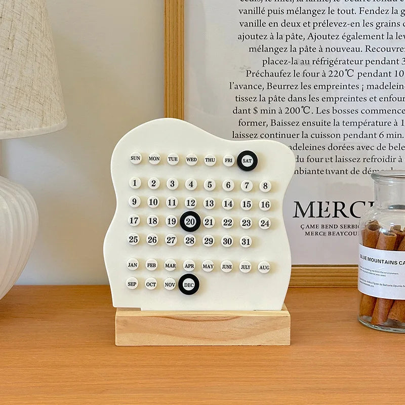 Premium Printing Custom Logo Square Wooden Plastic Desk Calendar
