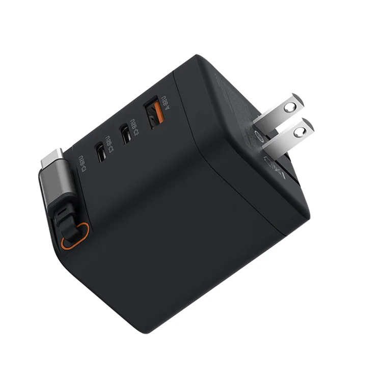 100W Portable GaN Fast Charger with Retractable Cable