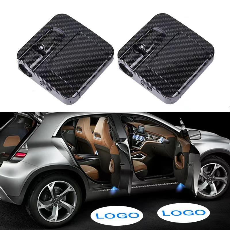 1 Pcs ABS Carbon Fiber Black Smart Car Door Welcome Light – HD Wireless Infrared Projection