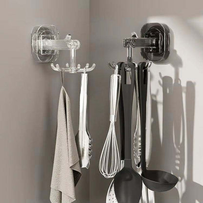 Non-Perforated Kitchen Storage Hook – 360° Rotating Suction Cup Wall Hanger for Utensils & Tools