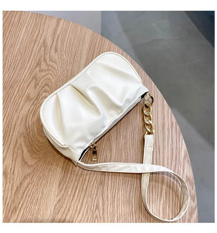Small Bags Soft PU Leather Underarm Bag Solid