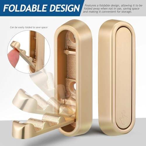 Foldable Wall Mount Hooks – Premium Gold Zinc Alloy Hanger Rail for Home Storage