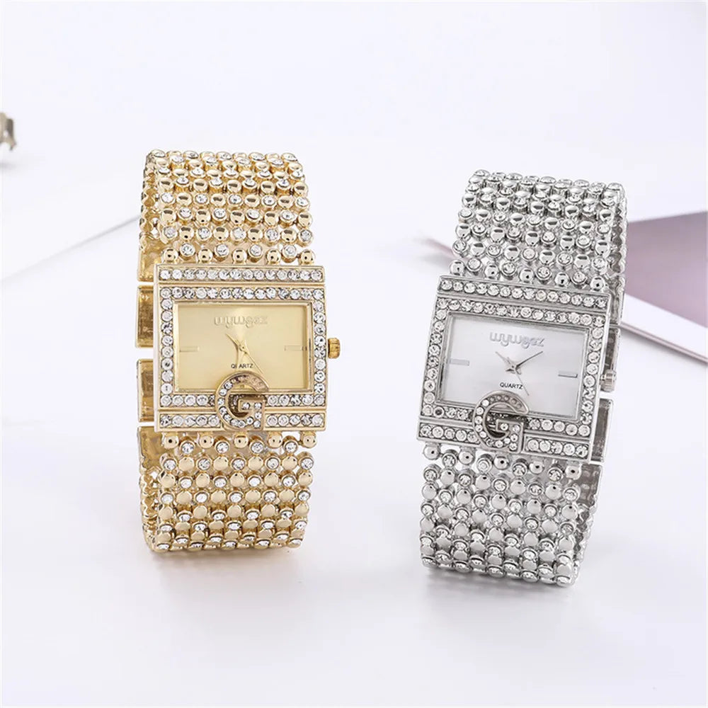 Luxury Women's Quartz Watch - Stainless Steel Square Case